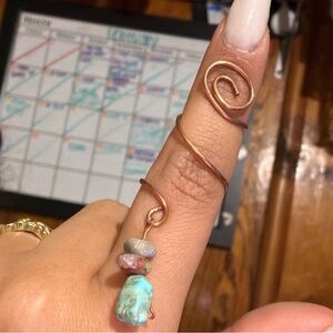 Copper Wire Wrapped Turquoise Ring